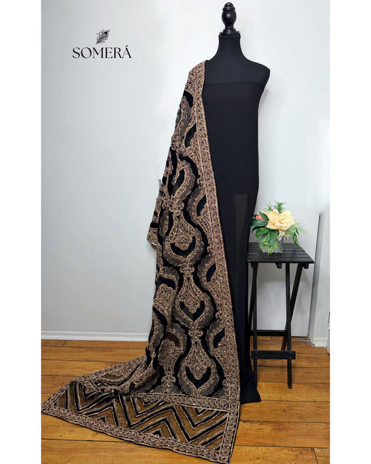 Cut Work Velvet Shawl